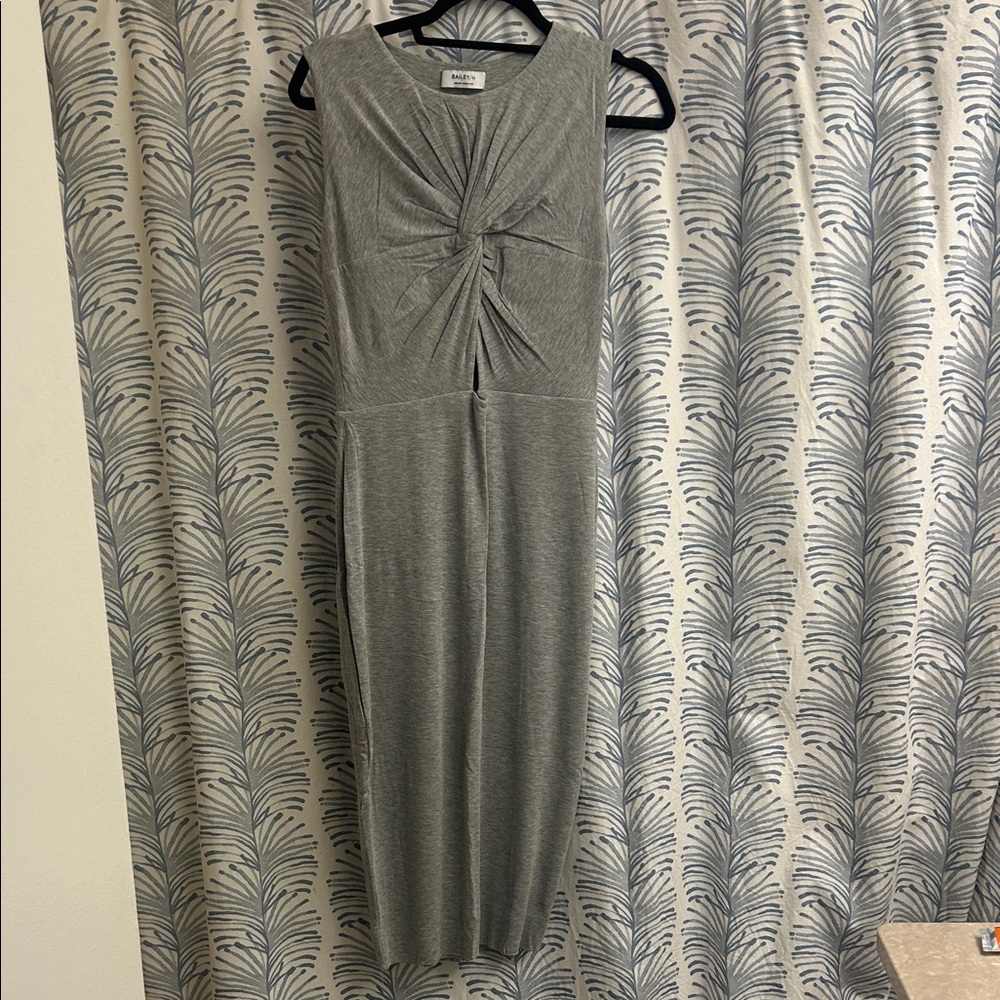 Bailey 44 Gray Twist-Front Sleeveless Midi Dress